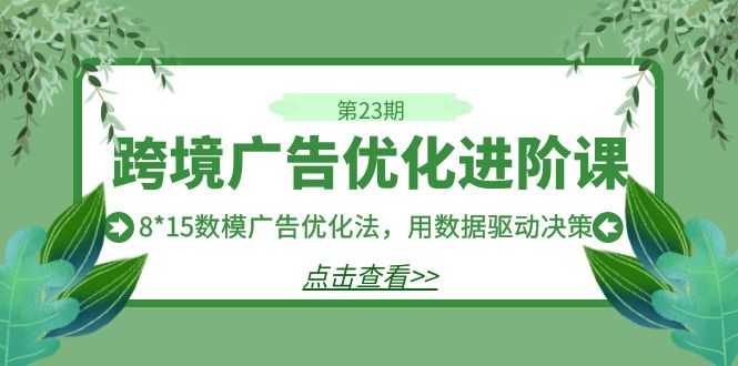 （7131期）跨境广告·优化进阶课·第23期，8*15数模广告优化法，用数据驱动决策