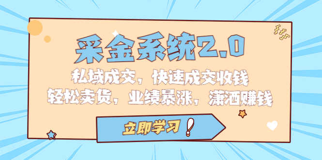 （6750期）采金 系统2.0，私域成交，快速成交收钱，轻松卖货，业绩暴涨，潇洒赚钱