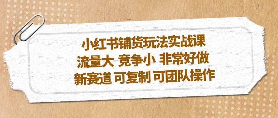 （5291期）小红书铺货玩法实战课，流量大 竞争小 非常好做 新赛道 可复制 可团队操作