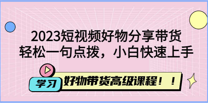 （4620期）2023短视频好物分享带货，好物带货高级课程，轻松一句点拨，小白快速上手