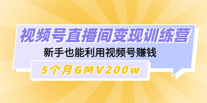 （4468期）视频号直播间变现训练营：新手也能利用视频号赚钱，5个月GMV200w