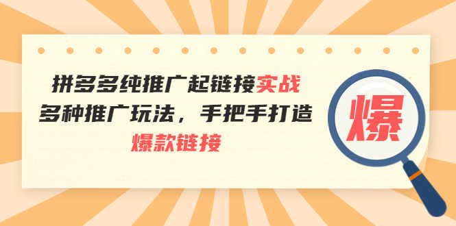 （3649期）拼多多纯推广起链接实战：多种推广玩法，手把手打造爆款链接