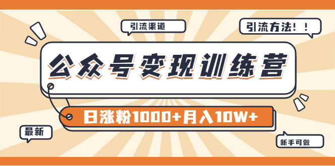 （3495期）【某公众号变现营第二期】0成本日涨粉1000+让你月赚10W+（8月24号更新）