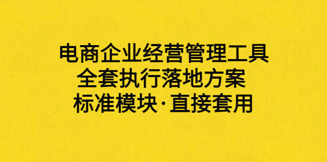 （3439期）外面卖198·电商企业经营管理工具：全套执行落地方案 标准模块·直接套用