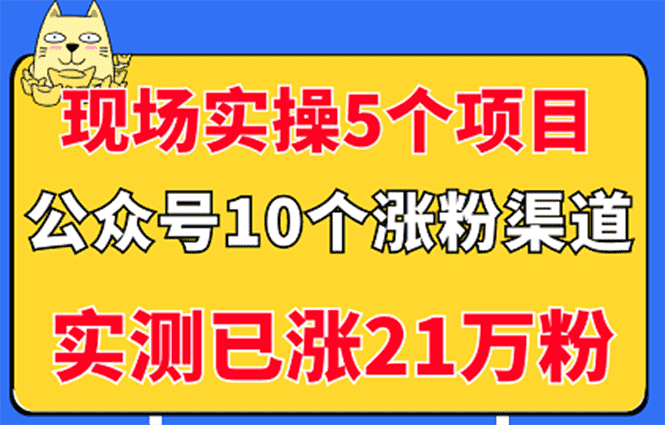 （2947期）现场实操5个公众号项目，10个涨粉渠道，实测已涨21万粉！