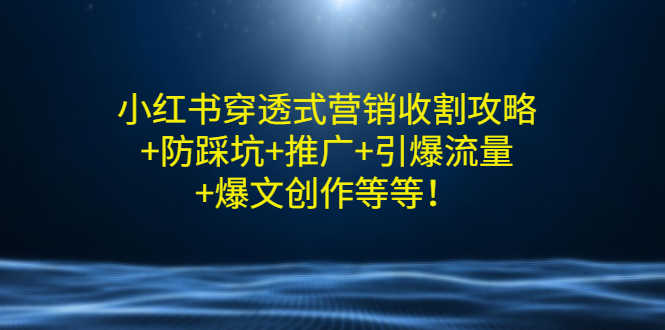 （2907期）小红书穿透式营销收割攻略+防踩坑+推广+引爆流量+爆文创作等等！