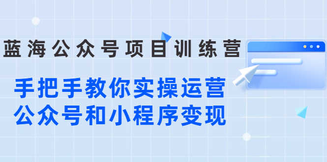 （2633期）蓝海公众号项目训练营，手把手教你实操运营公众号和小程序变现