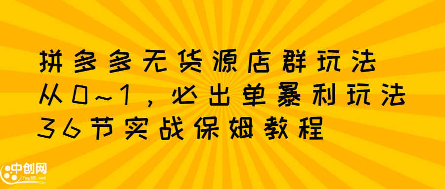 （2349期）拼多多无货源店群：从0~1，必出单10单利润1000+暴利玩法，36节实战保姆教程