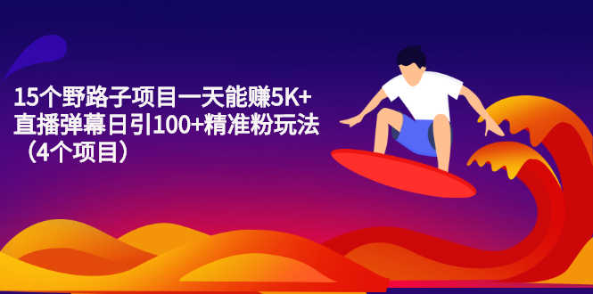 （2213期）15个野路子项目一天能赚5K+直播弹幕日引100+精准粉玩法（4个项目）