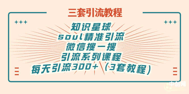 知识星球+soul+微信搜一搜，引流系列课程，每天300+精准粉（3套教程)