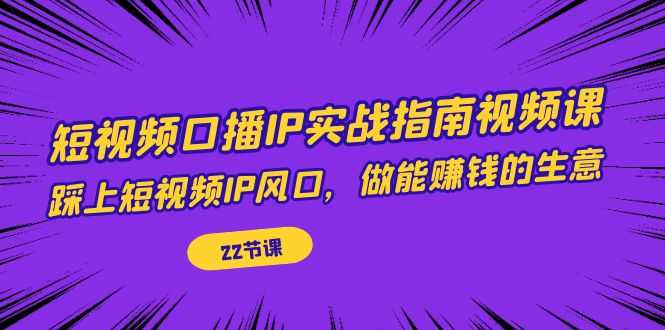 （7202期）短视频口播IP实战指南视频课，踩上短视频IP风口，做能赚钱的生意（22节课）