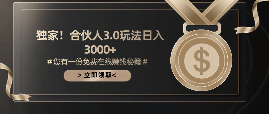 （10727期）游戏合伙人3.0，日入3000+，无限扩大的蓝海项目