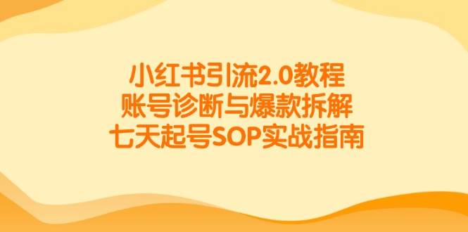 （14981期）小红书引流2.0教程，账号诊断与爆款拆解，七天起号SOP实战指南