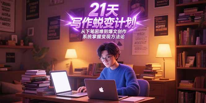 （15204期）21天写作蜕变计划，从下笔困难到爆文创作，系统掌握变现方法论