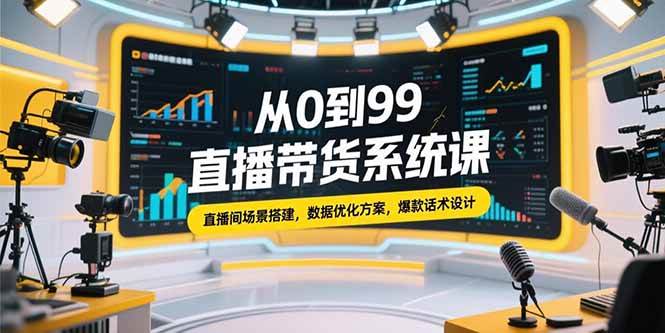 （15362期）从0到99直播带货系统课，直播间场景搭建，数据优化方案，爆款话术设计