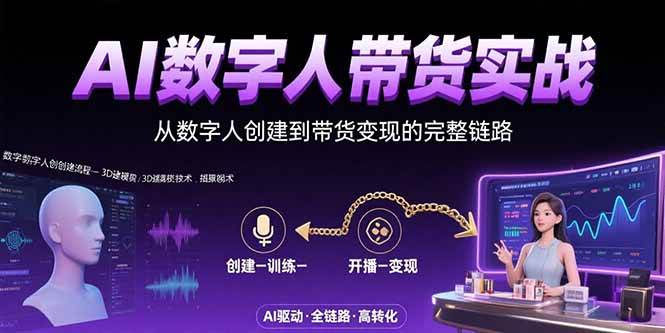 （15548期）AI数字人+带货实战：从数字人创建到带货变现的完整链路