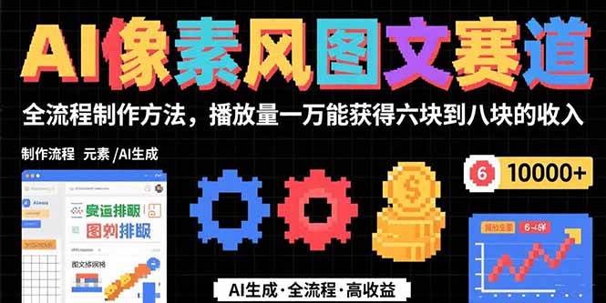 （15572期）AI像素风图文赛道：全流程制作方法，播放量一万能获得6块到8块的收入