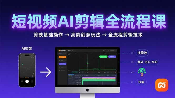 （15647期）短视频AI剪辑技能，从剪映基础操作到高阶创意玩法，全流程剪辑技术