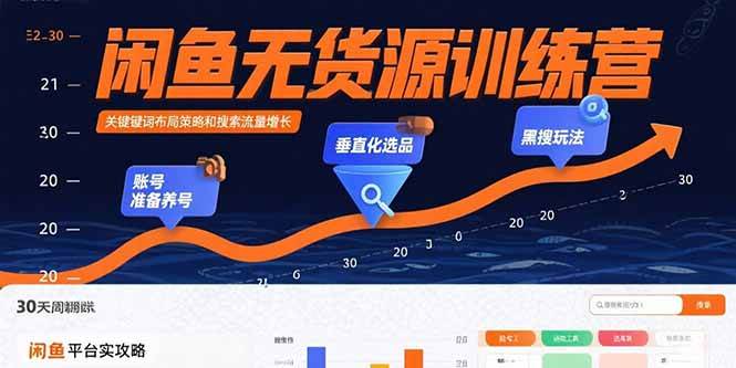 （15698期）闲鱼无货源训练营：账号准备养号/垂直化选品/黑搜玩法，0基础30天盈利指南