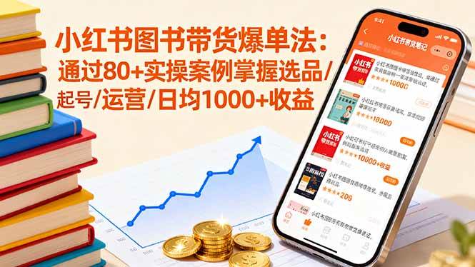 （16015期）小红书图书带货爆单法：通过80+实操案例掌握选品/起号/运营/日均1000+收益