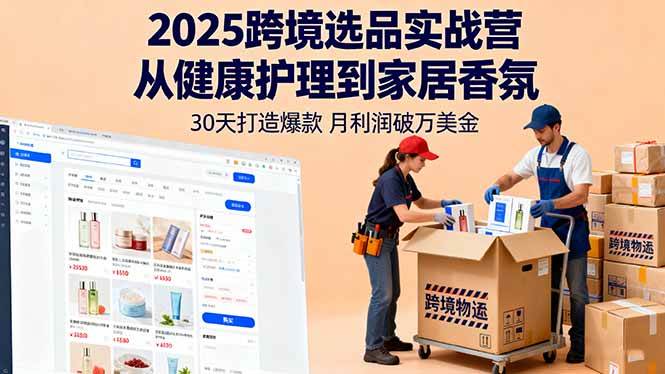 （16186期）2025跨境选品实战营：从健康护理到家居香氛，30天打造爆款,月利润破万美金