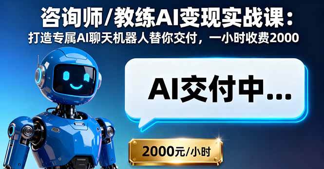 （16233期）咨询师/教练AI变现实战课：打造专属AI聊天机器人替你交付，一小时收费2000