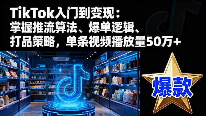 （16367期）TikTok入门到变现：掌握推流算法、爆单逻辑、打品策略，单条视频播放量50w