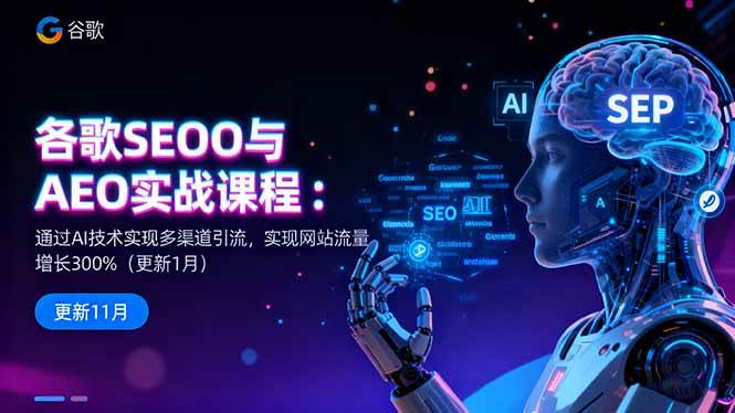 （16463期）谷歌SEO与AEO实战课程：通过AI技术实现多渠道引流，实现网站流量增长300%