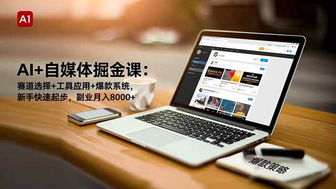 （16657期）AI+自媒体掘金课：赛道选择+工具应用+爆款系统，新手快速起步，副业月入8000+
