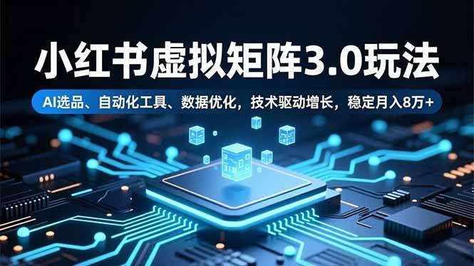 （16656期）小红书虚拟矩阵3.0玩法，AI选品、自动化工具、数据优化，技术驱动增长，稳定月入8万+