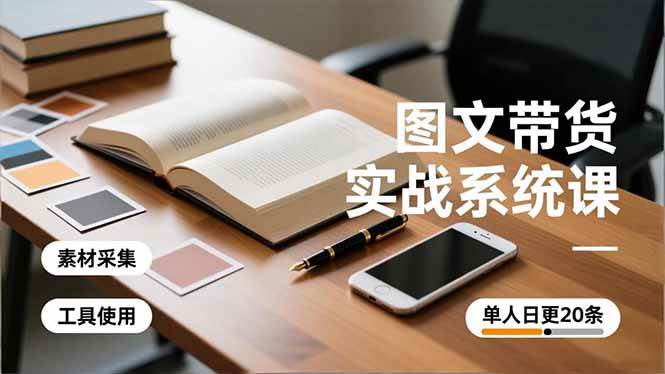 （16705期）图文带货实战系统课，工具使用、素材采集、防同质化，单人日更20条月入3w+