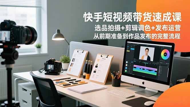 （16752期）快手短视频带货速成课，选品拍摄+剪辑调色+发布运营，从前期准备到作品发布的完整流程