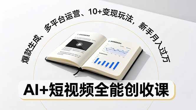 （16773期）AI+短视频全能创收课，爆款生成、多平台运营、10+变现玩法，新手月入过万