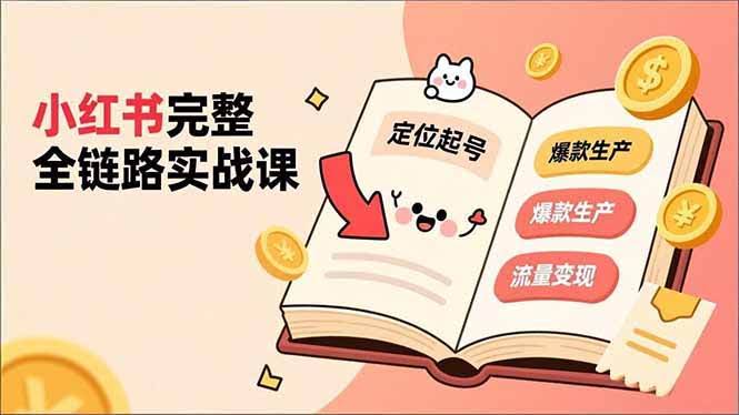 （16805期）小红书完整全链路实战课，定位起号、爆款生产、流量变现，实现稳定出单，净利润可观