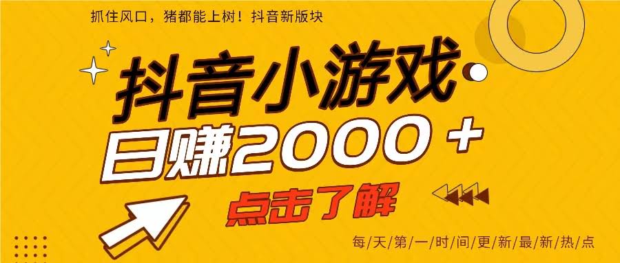 （16831期）25年爆火的抖音小游戏项目，一部手机日入2000➕