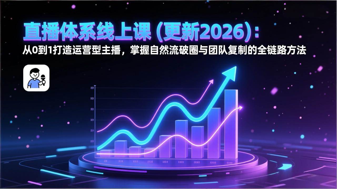 （17186期）直播体系线上课(更新2026)：从0到1打造运营型主播，掌握自然流破圈与团队复制的全链路方法