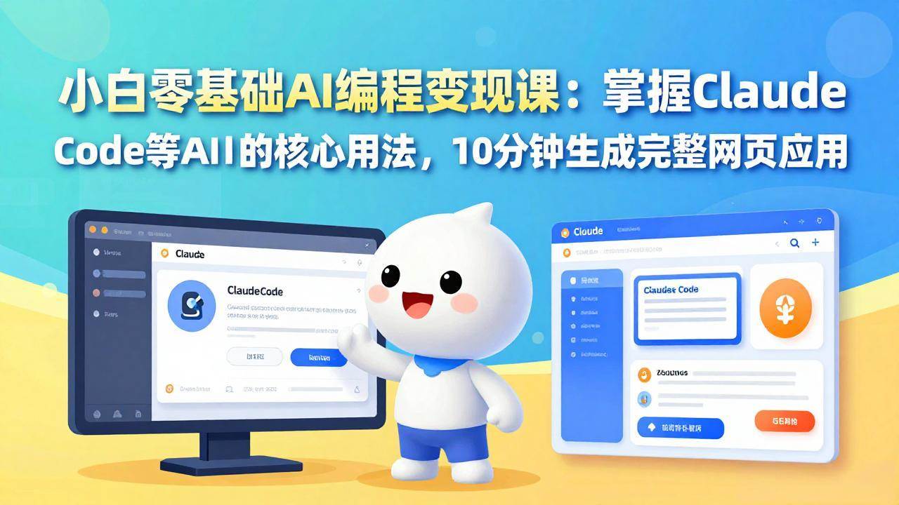 （17562期）小白零基础AI编程变现课：掌握Claude Code等AI工具的核心用法，10分钟生成完整网页应用