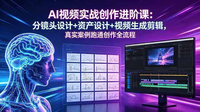 （18596期）AI视频实战创作进阶课：分镜头设计+资产设计+视频生成剪辑，真实案例跑通创作全流程