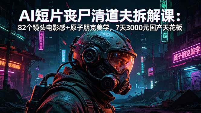 （18649期）AI短片《丧尸清道夫》拆解课：82个镜头电影感+原子朋克美学，7天3000元国产天花板