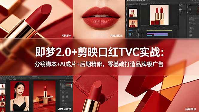 （18729期）即梦2.0+剪映口红TVC实战：分镜脚本+AI成片+后期精修，零基础打造品牌级广告