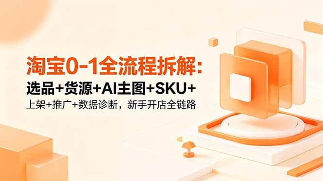 （18765期）淘宝0-1全流程拆解：选品+货源+AI主图+SKU+上架+推广+数据诊断，新手开店全链路