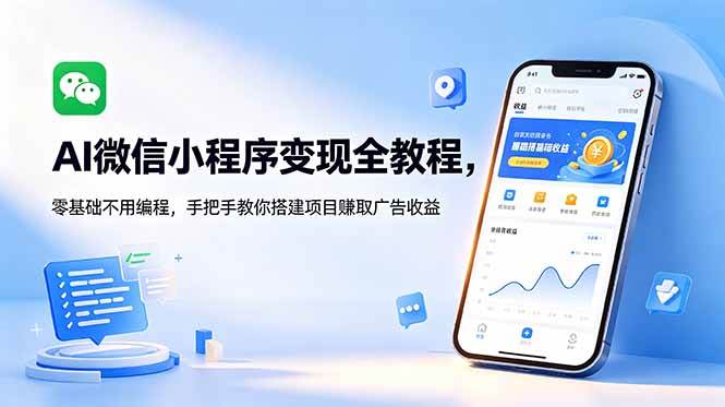 （18773期）AI微信小程序变现全教程，零基础不用编程，手把手教你搭建项目赚取广告收益