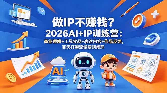 （18839期）做IP不赚钱？2026AI+IP训练营：商业理解+工具实战+表达内容+作品反馈，百天打通流量变现闭环