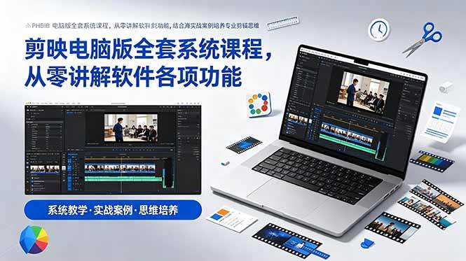 （18926期）剪映电脑版全套系统课程，从零讲解软件各项功能，结合海量实战案例培养专业剪辑思维