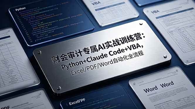 财会审计专属 AI实战训练营-更新：Python+Claude Code+VBA，Excel/PDF/Word自动化全流程