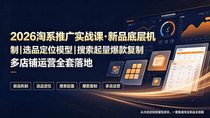 2026淘系推广实战课·新品底层机制｜选品定位模型｜搜索起量爆款复制多店铺运营全套落地教程