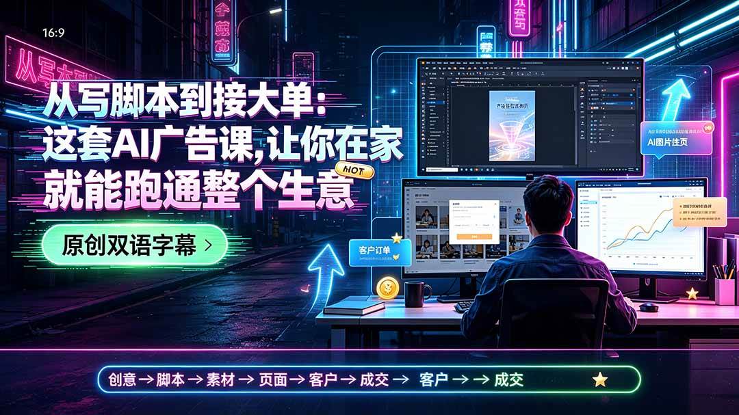从写脚本到接大单：这套AI广告课，让你在家就能跑通整个生意【原创双语字幕】
