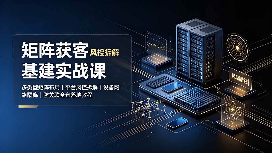 矩阵获客基建实战课：多类型矩阵布局｜平台风控拆解｜设备网络隔离｜防关联全套落地教程