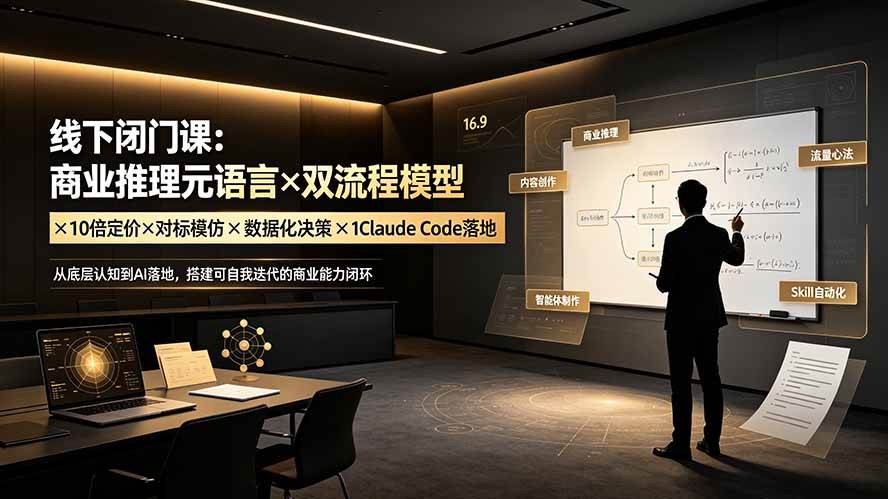 线下闭门课:商业推理元语言×双流程模型×10倍定价×对标模仿×数据化决策×Claude Code落地,击穿认知盲区