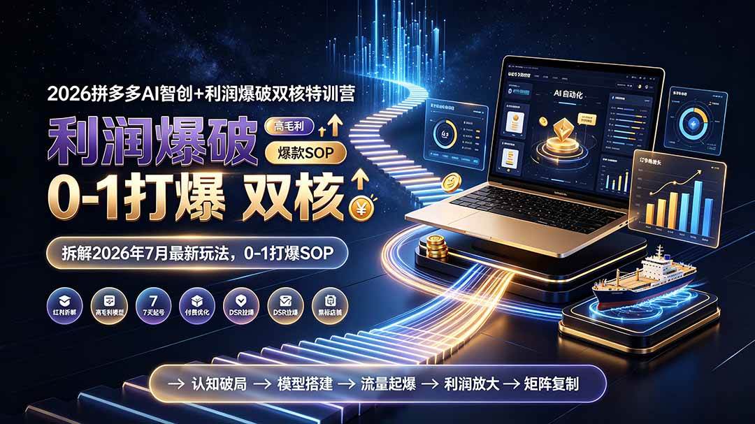 2026拼多多AI智创+利润爆破双核特训营-更新:拆解2026年7月最新玩法,0-1打爆SOP